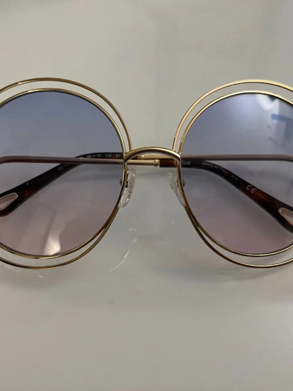 CHLOE CARLINA 58mm Round Sunglasses  in Rainbow made in Italy MSRP$420